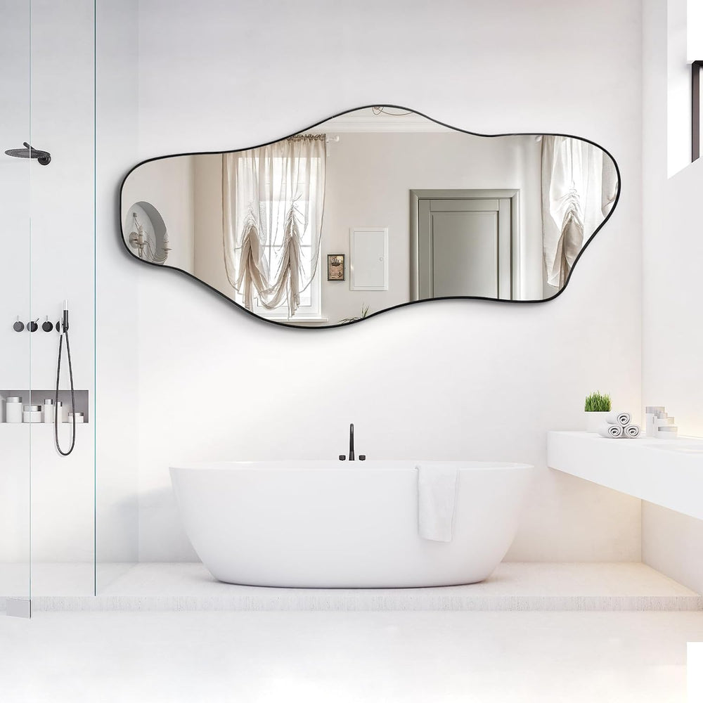 67"x31" Irregular Full Length Mirror, Abstract Frameless Mirror