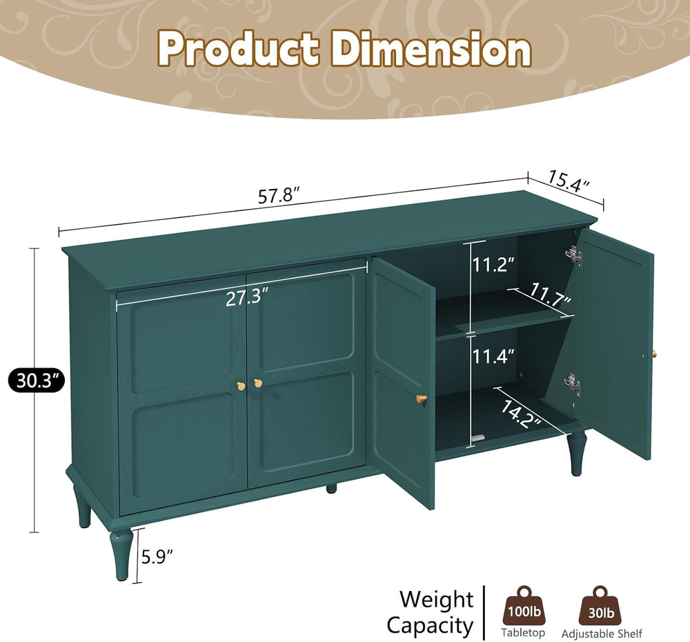 ARTPOWER 58'' Mid-Century Modern Sideboard Buffet Cabinet with Storage