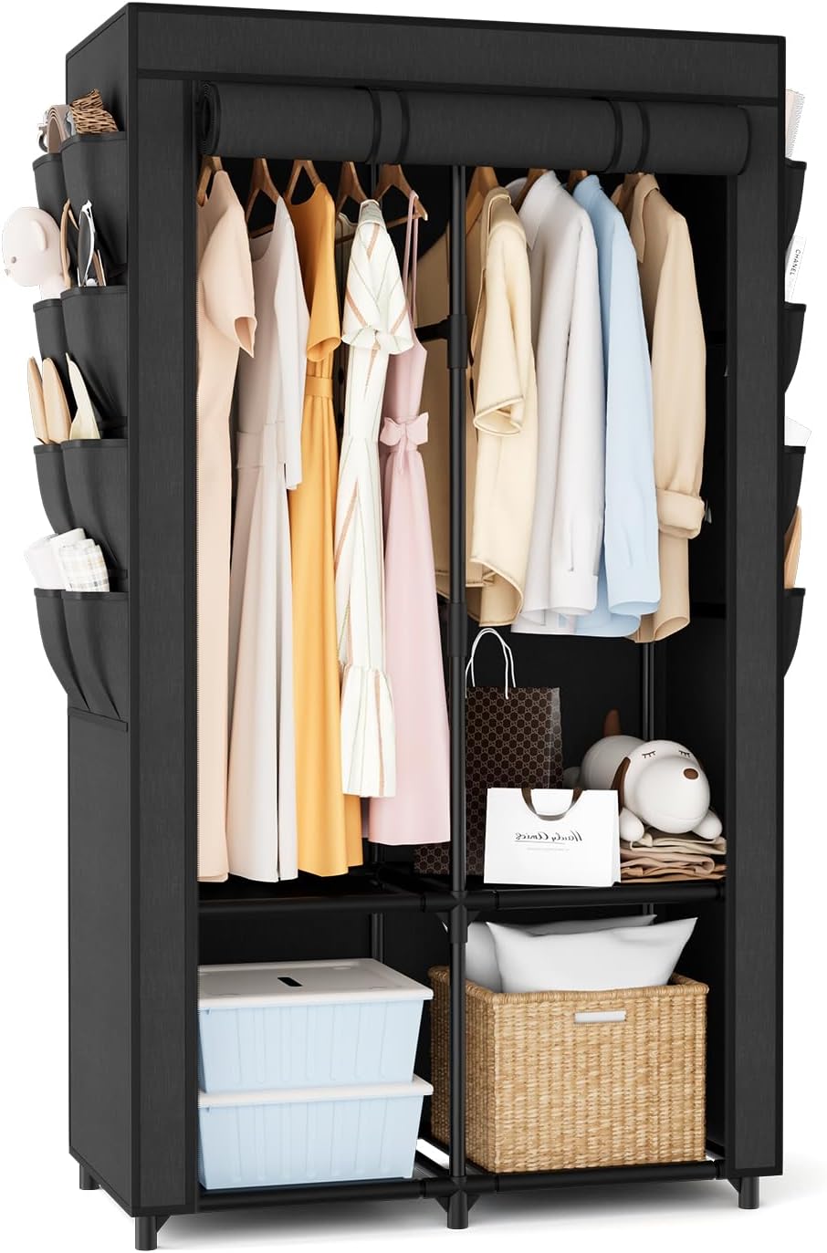Portable Closet for Hanging Clothes, Portable Wardrobe Closet with Cover, 4 S...