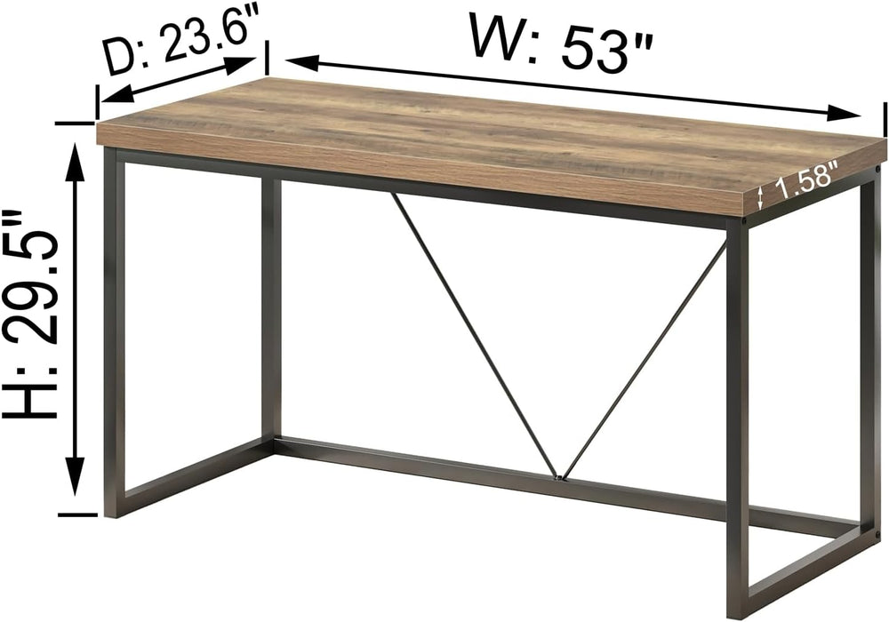 FOLUBAN Modern Home Office Desk, Rustic Wood and Metal Computer Desks, Indust...