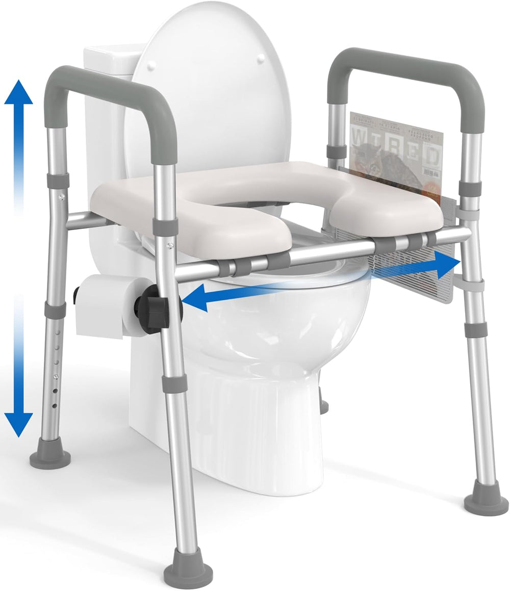 HOMLAND Toilet Seat Riser for Seniors with Adjustable Height & Width, 400lb