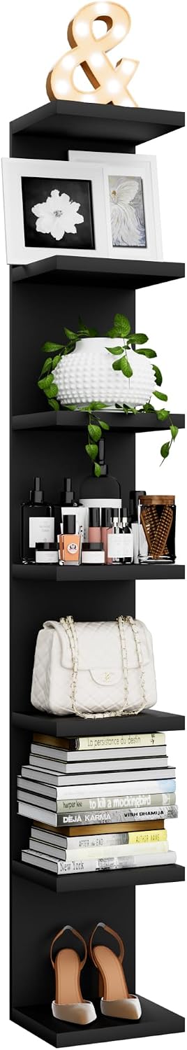 7 Tier Wall Shelf, Versatile Wall Mounted Lack Shlef Floating Shelf Black