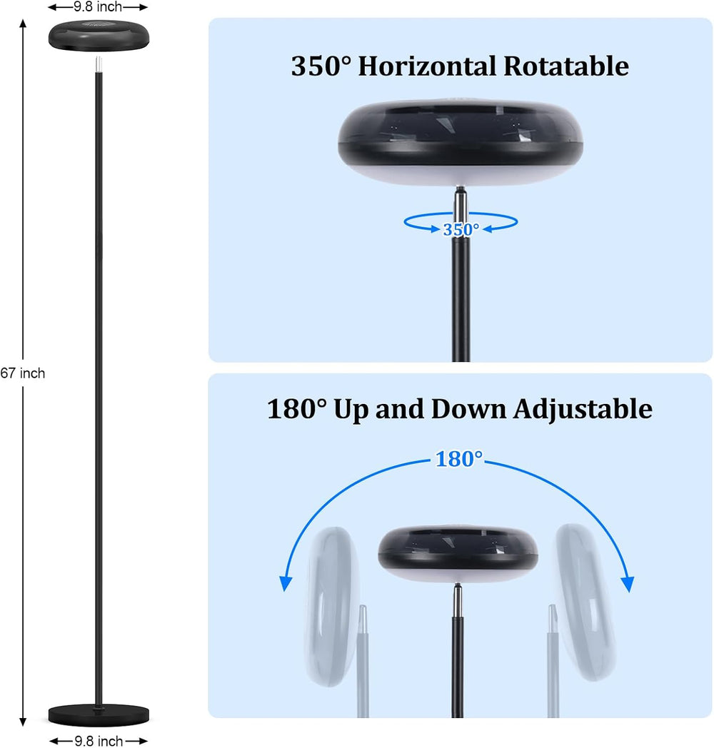 Bairth Uplighter Floor Lamp for Living Room, Ripple and Star Projector
