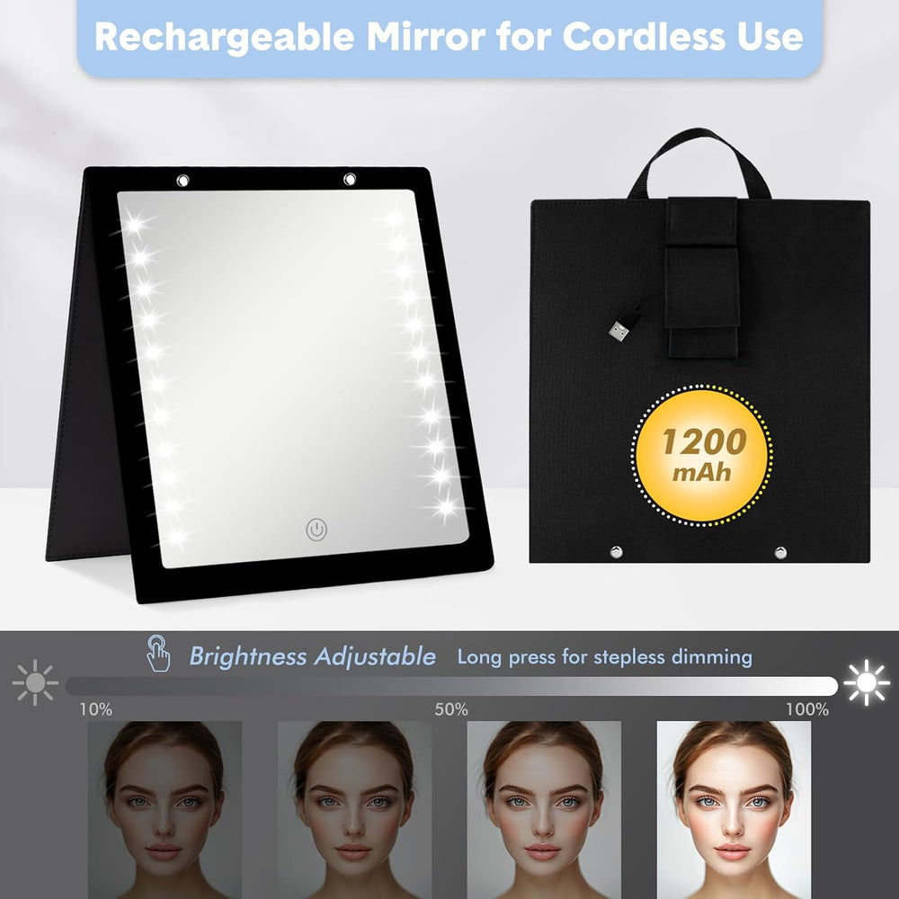 Lighted Hanging Full Length Body Mirror, Portable Dance Mirror, Foldable
