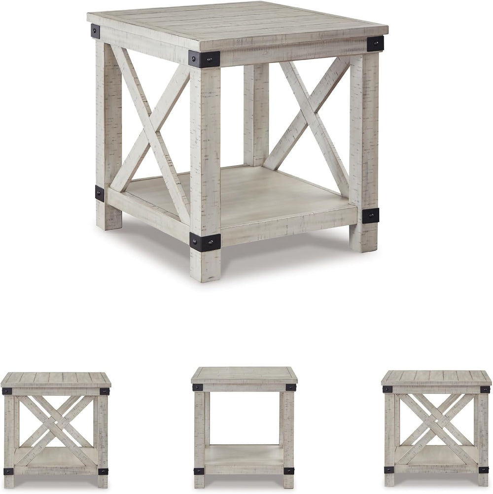 Signature Design by Ashley Carynhurst End Side Table, Farmhouse Whitewash