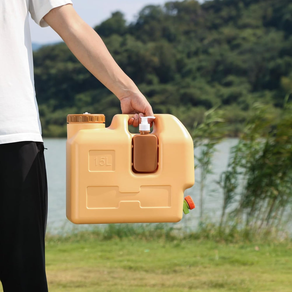 4 Gallon Water Container with Spigot, Portable Water Jug with Hand Sanitizer ...