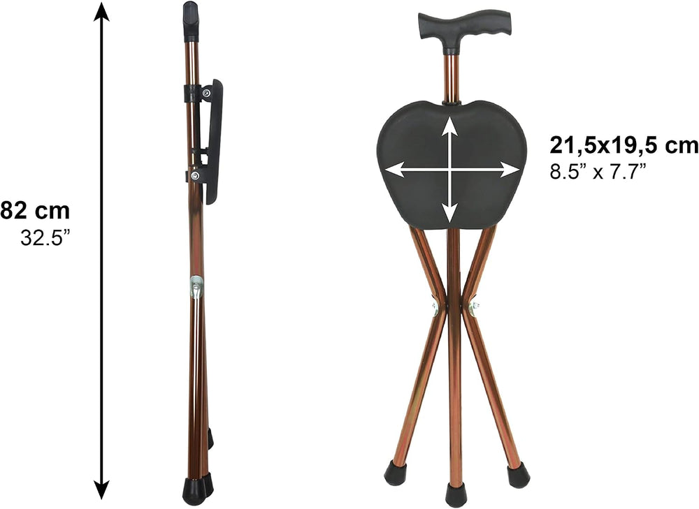 PEPE Mobility Folding Cane with Seat (32.5" Height), Walking Cane with S...