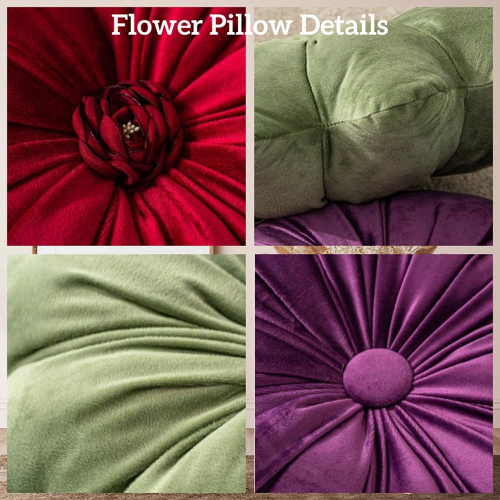 2Pcs Flower Pillow Cushion Round Aesthetics Decorative Throw Pillow 15.7"...