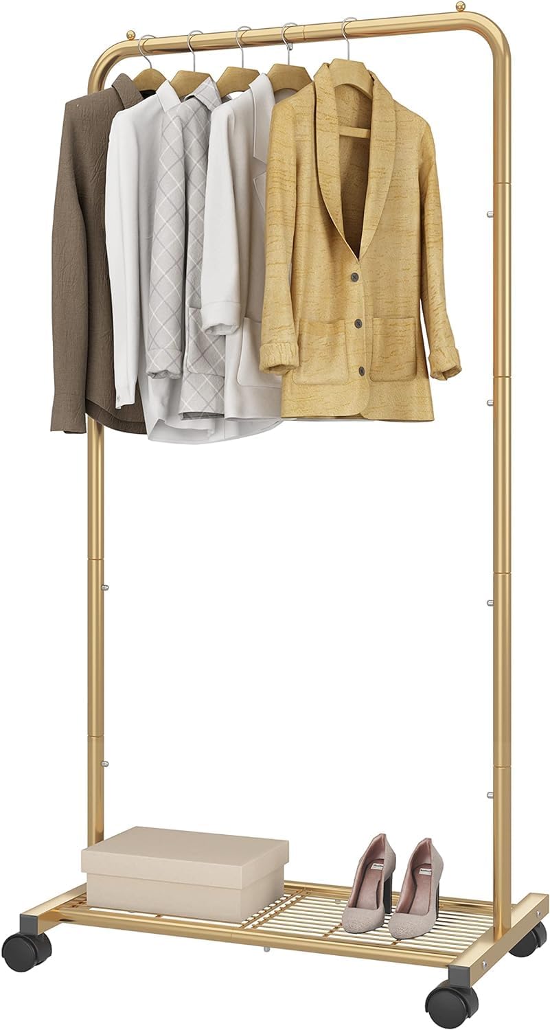 Simple Trending Clothes Garment Rack , Clothing Rack, Golden Yellow