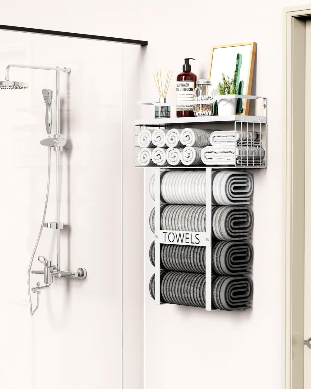 Towel Racks for Bathroom Wall Mounted - Bath Wall Towel Holder Set Above Toil...