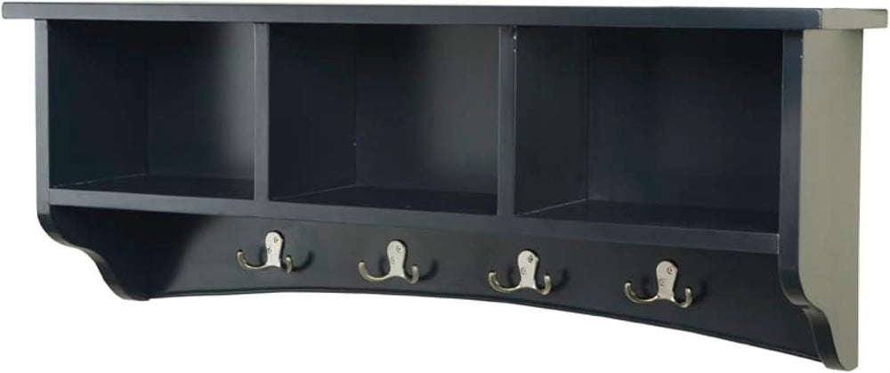 Alaterre Shaker Cottage Wall-Mounted Coat Rack with Cubbies, Charcoal Gray