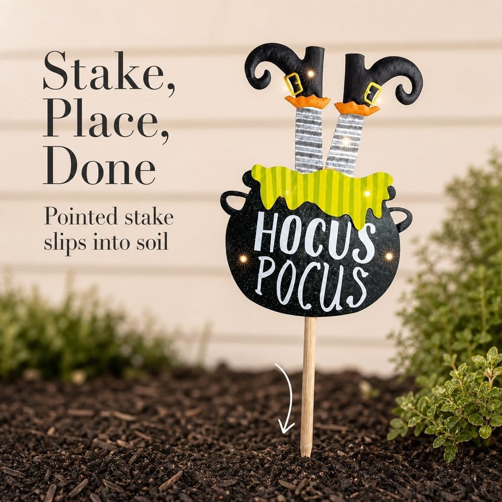 Mud Pie Witch Halloween Yard Stake, Outdoor Witch Decor