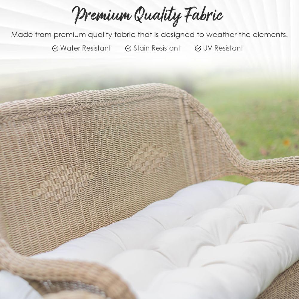 RSH DECOR Tufted U-Shape Wicker Set of 2, 19” x 19,” Outdoor Chair Cushions f...