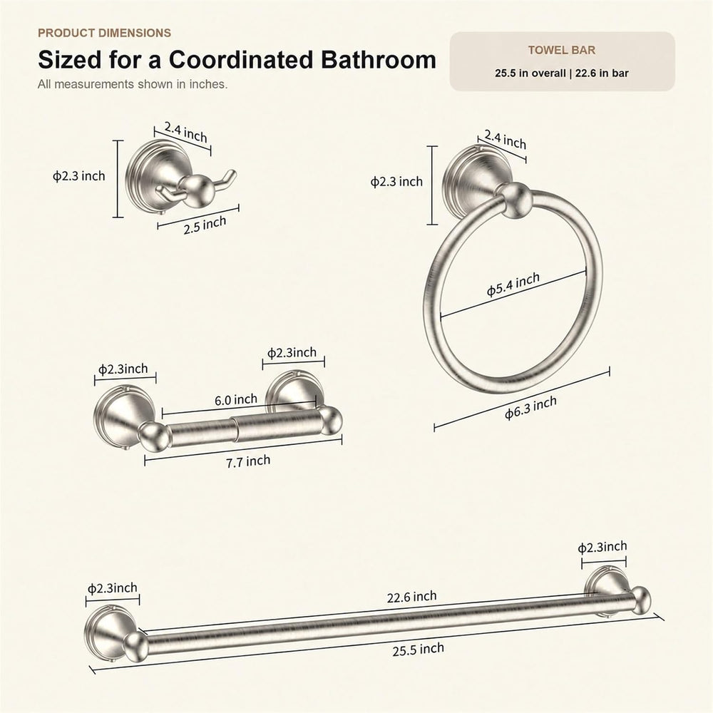 8Pcs Brushed Nickel Bathroom Accessories Set Towel Racks for Bathroom