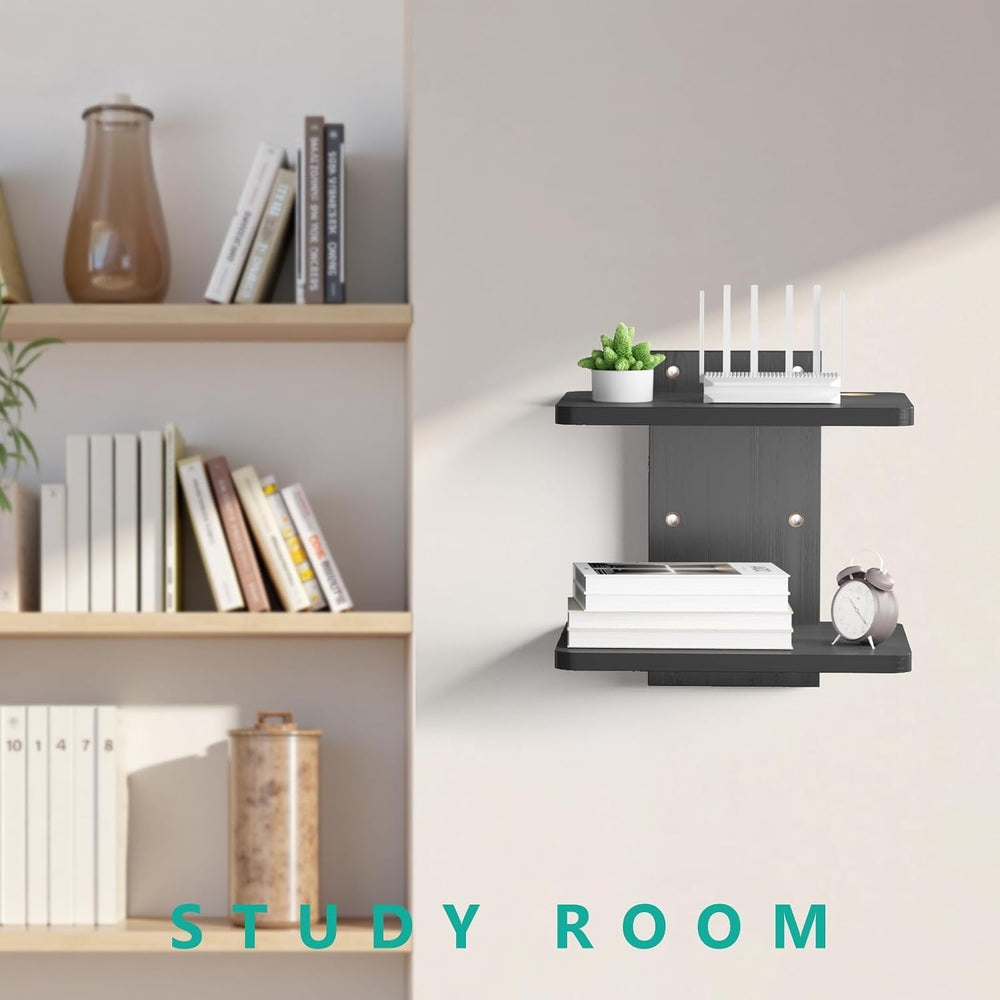 WALI 2 Tier Floating TV Wall Shelf for Projector, DVD Player