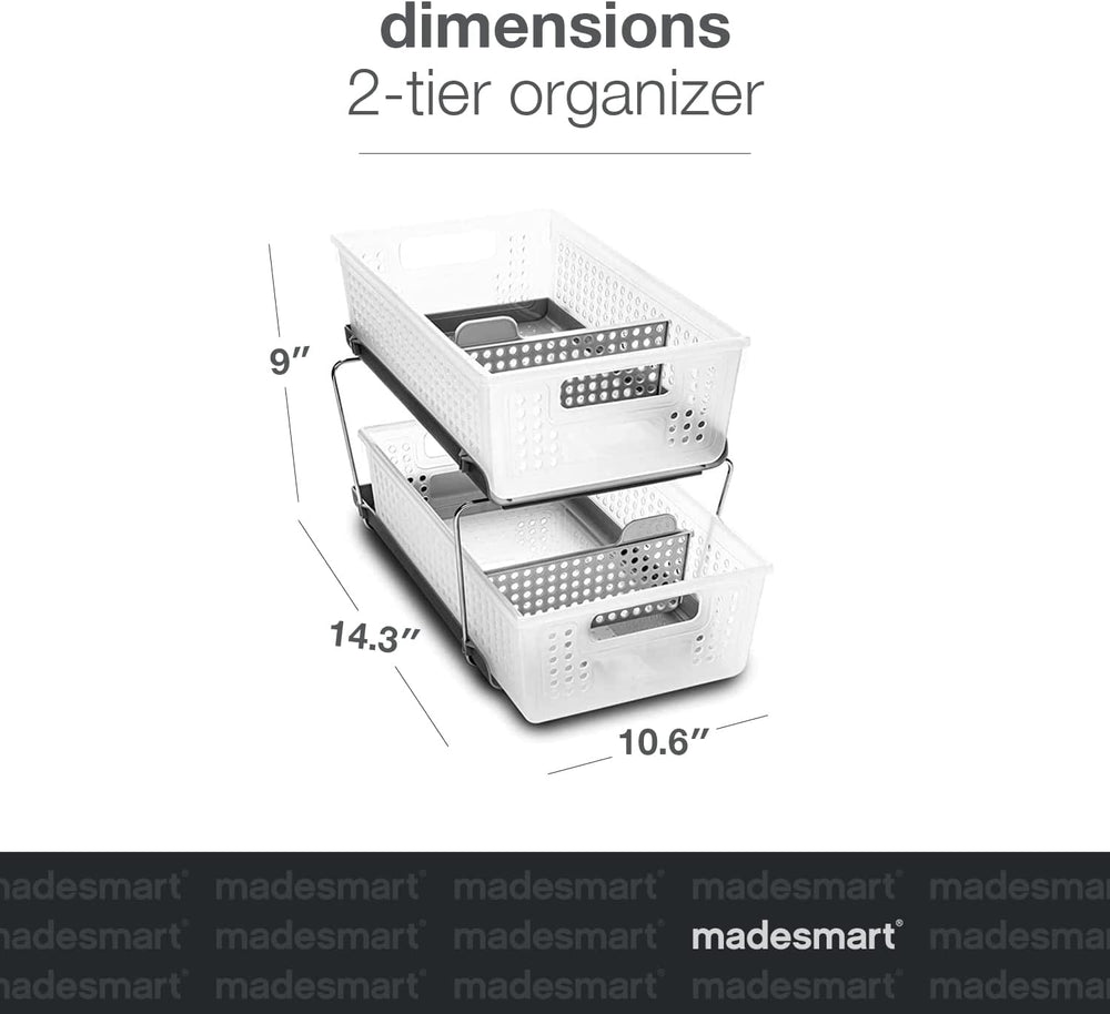 madesmart Two Tier Organizer with Dividers, Frost
