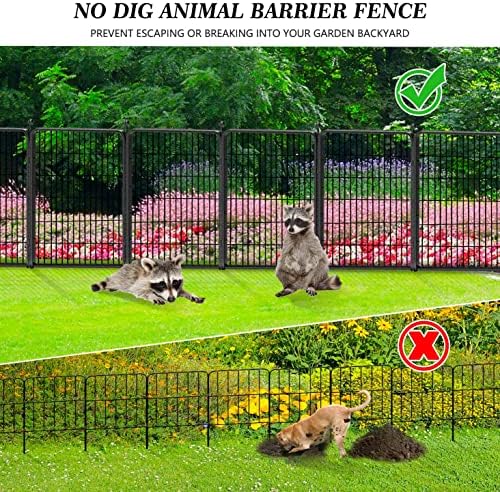 Decorative Black Metal Fencing Garden Fence with Gate, 45ft(L) 40in(H) 20 Fen...