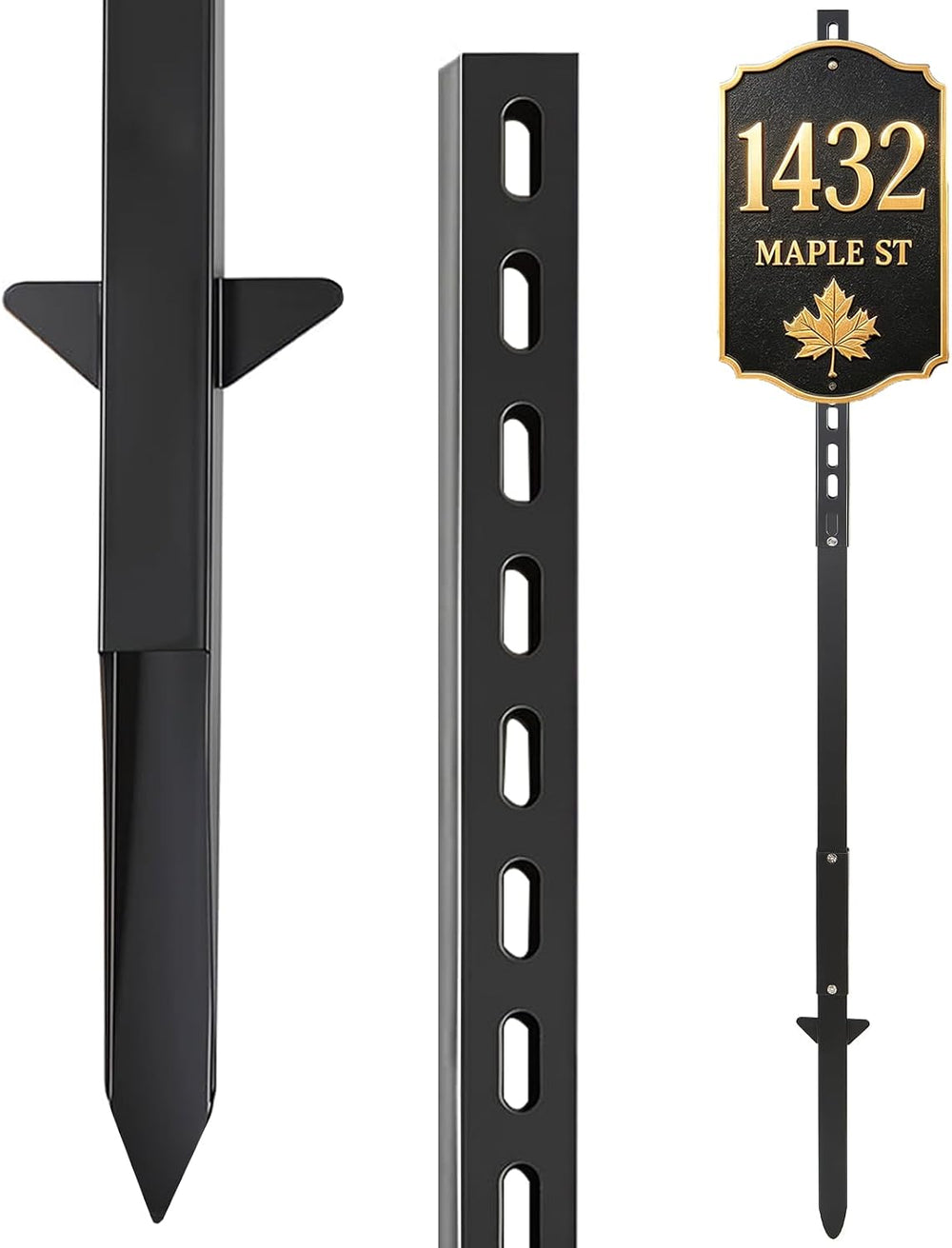 52" Metal Square Sign Post, Heavy Duty Yard Sign Stake for Lawn