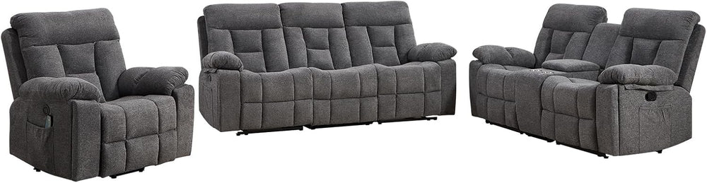 CANMOV Reclining Sofa Set, 3 Pieces Recliner Sofa Set, Power Lift Recliner Ch...