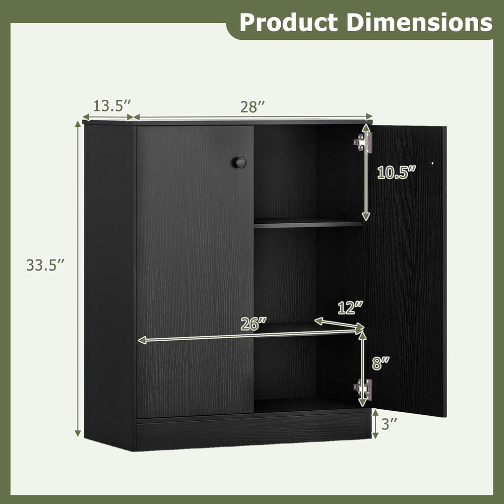 GIANTEX 2-Door Storage Cabinet, Buffet Cabinet with Storage, Black