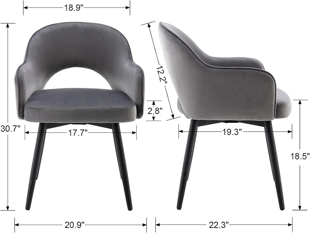 DUOMAY Swivel Dining Chair Set of 6, Velvet Upholstered Side Chair Modern Acc...