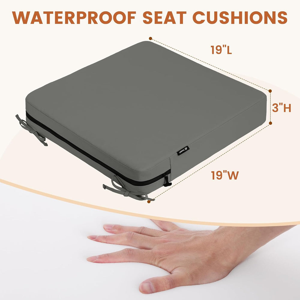 Favoyard 2-Pack Waterproof Outdoor Seat Cushions, 19" x 19", Dark Gray