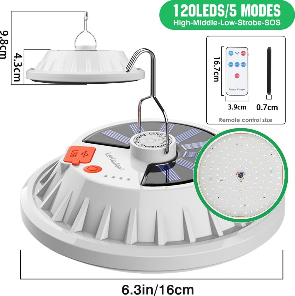 Solar Camping Lantern with Remote, Waterproof Hanging Tent Light