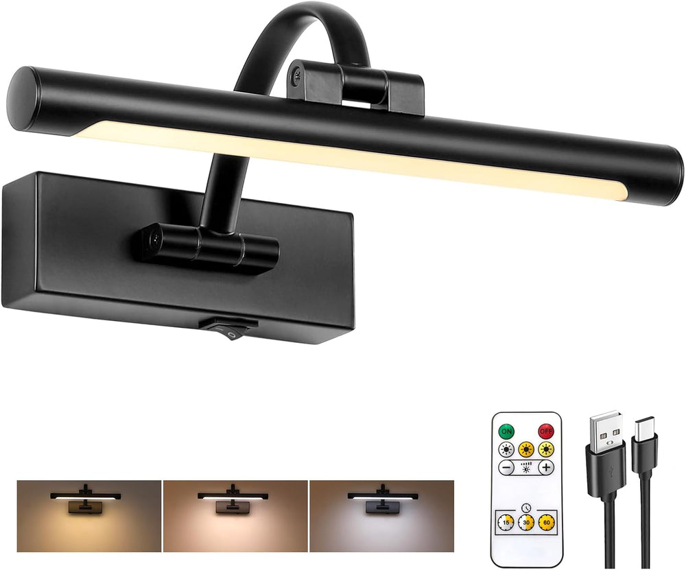 Tassuowell Battery Powered Picture Light with Remote and Timer,Full Metal Art...