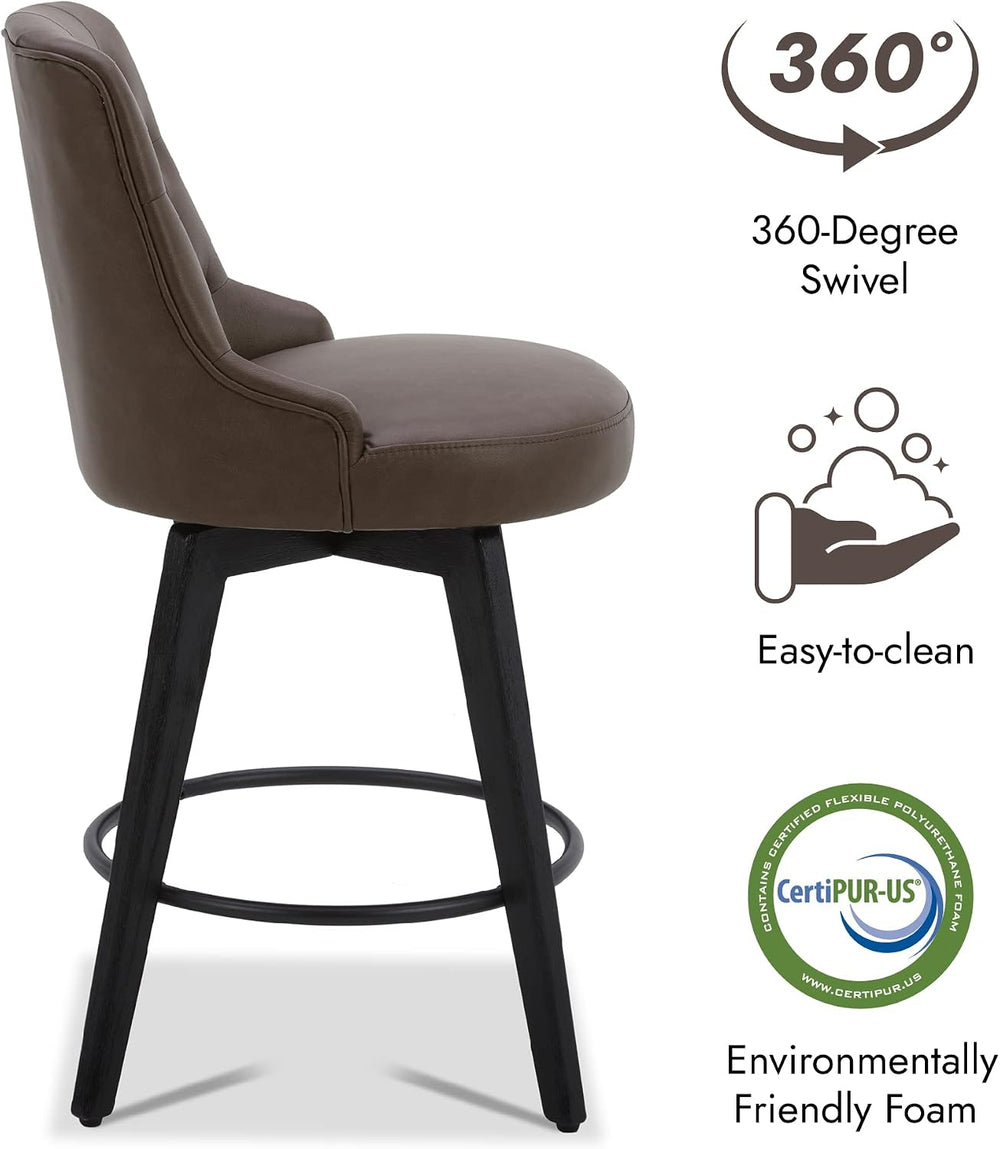 Watson & Whitely Counter Height Bar Stools Swivel Barstools, Chocolate