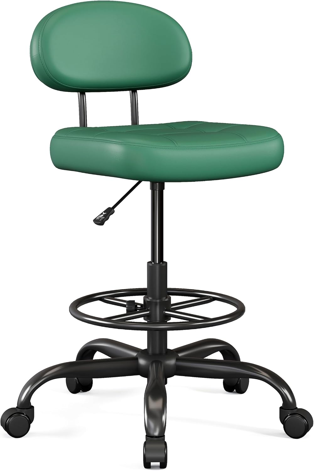 Armless Drafting Chair with Back, Tall Office Chair for Standing Desk, PU Fau...