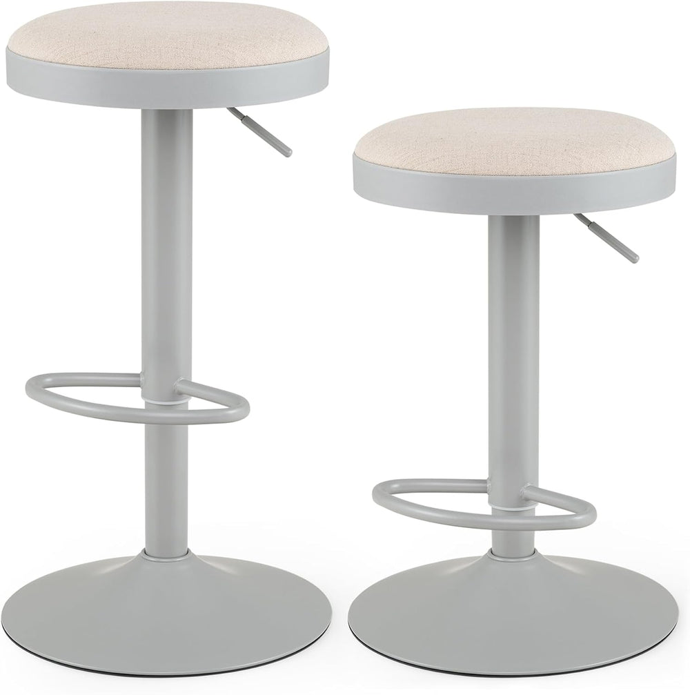 GIANTEX Swivel Bar Stools Set of 2, Adjustable Height Bar Chairs Light Gray