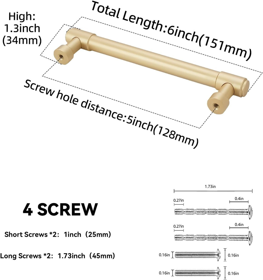 10 Pack 5 inch Brushed Gold Kitchen Cabinet Handles