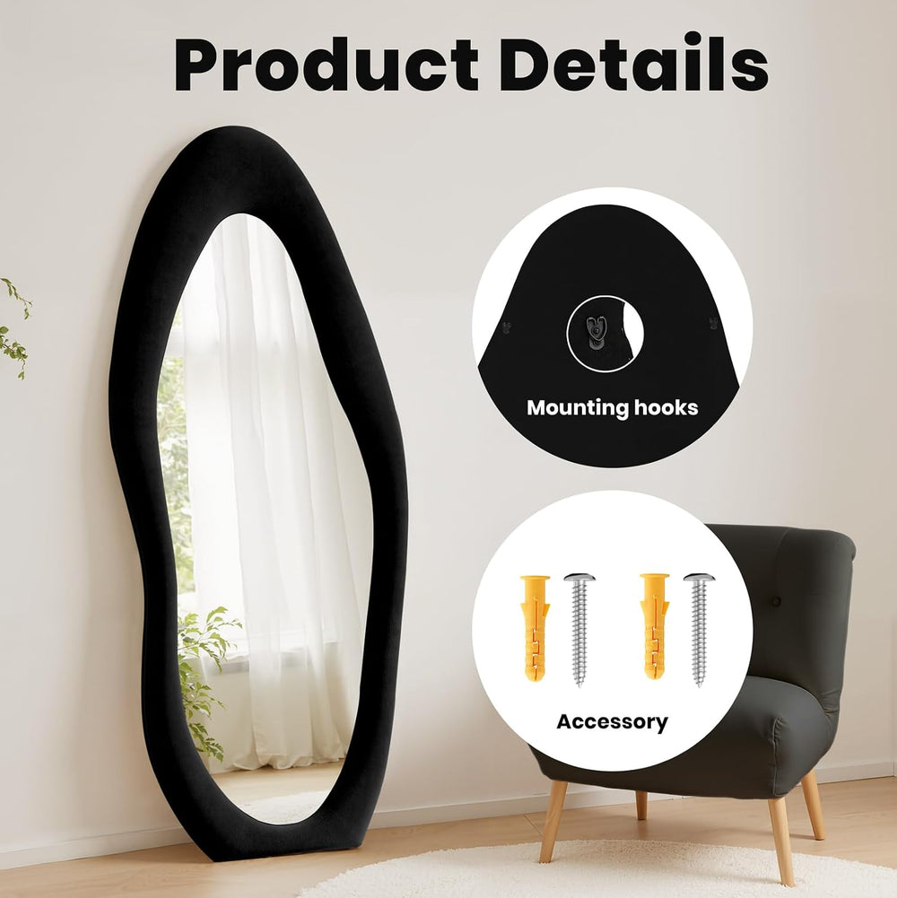 Anpark Full Length Mirror, 71"x 30" Wall Mirror, Flannel Wrapped Wo...