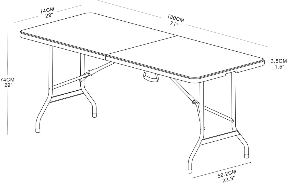 Realspace® Molded Plastic Top Folding Table, 6' Wide Fold in Half, 29&quo...
