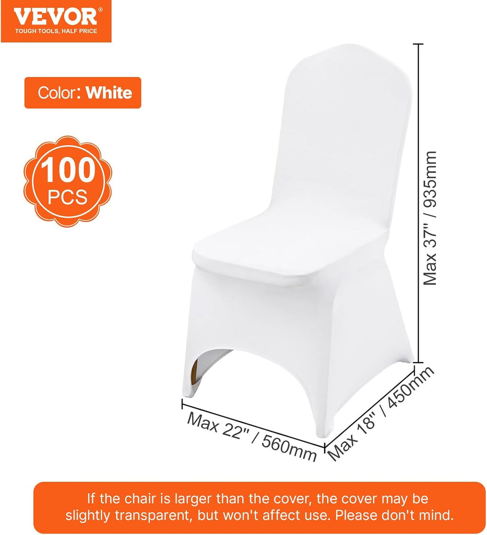 VEVOR 100 Pcs White Chair Covers Polyester Spandex Chair Cover Stretch Slipco...