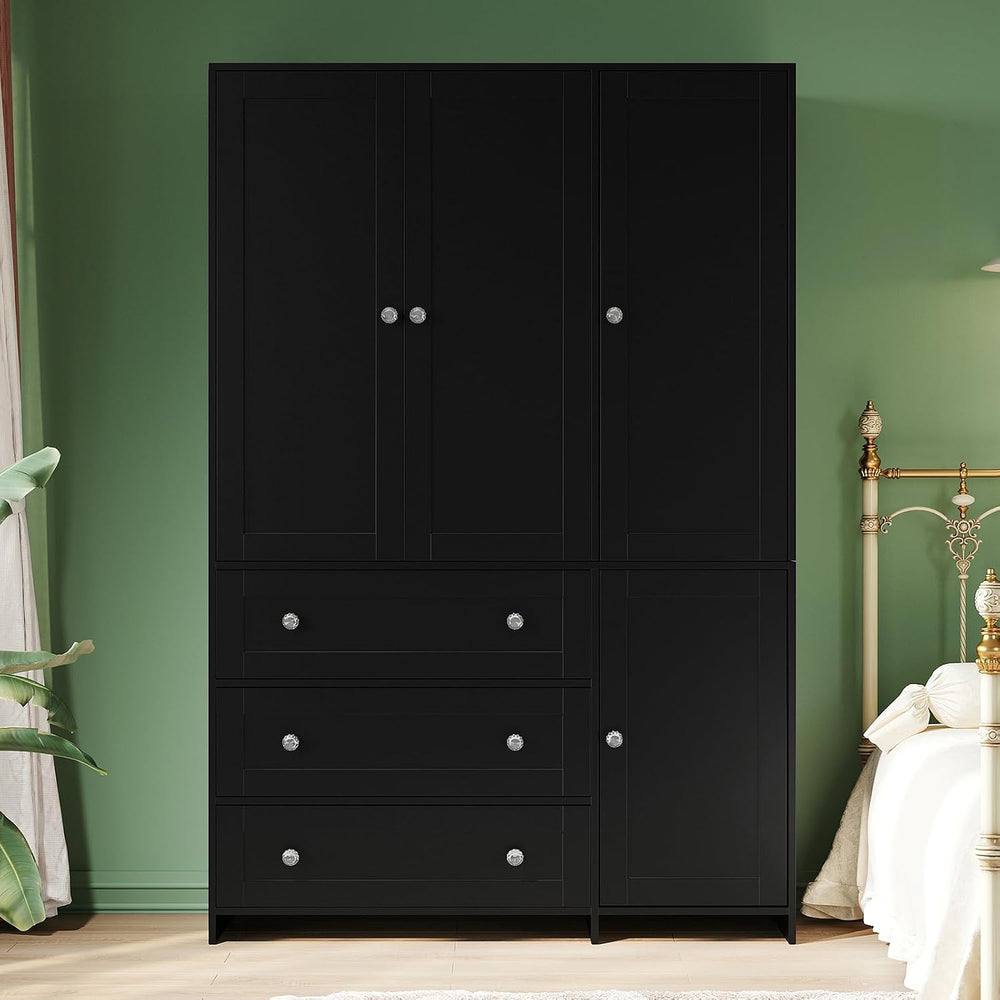 VOWNER 71"H Armoire Wardrobe Closet with 3 Drawers and Mirror