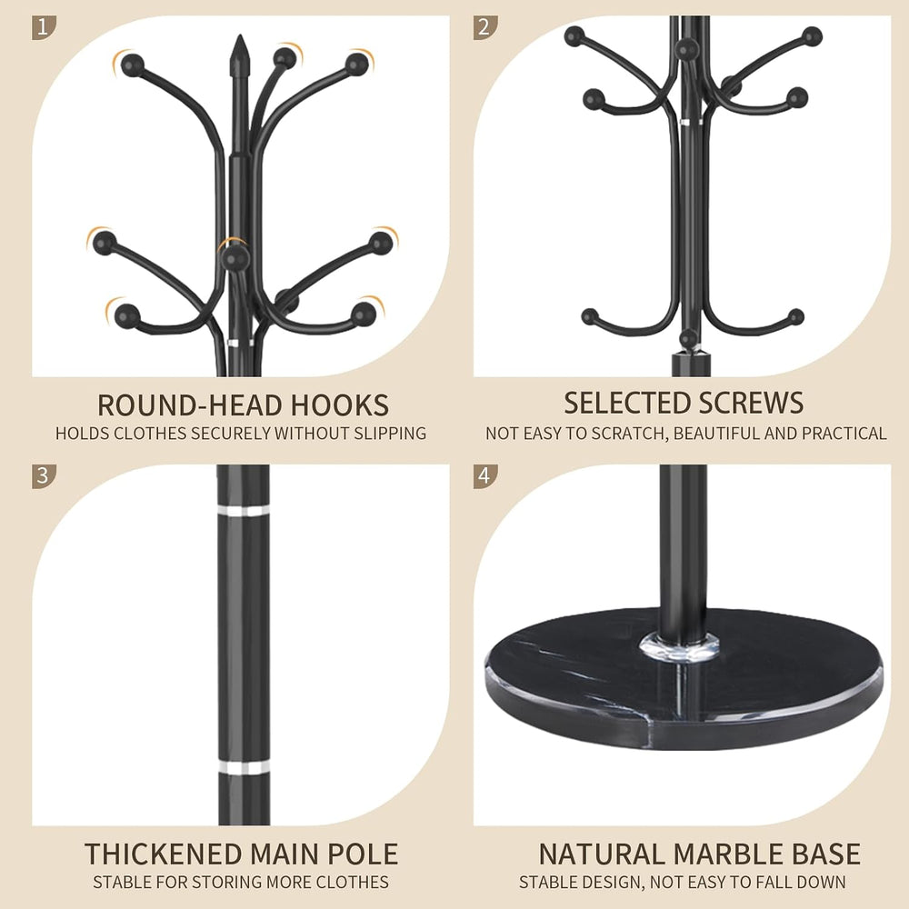 Metal Coat Rack Stand, Modern Freestanding Coat Rack with Natural Marble Base...