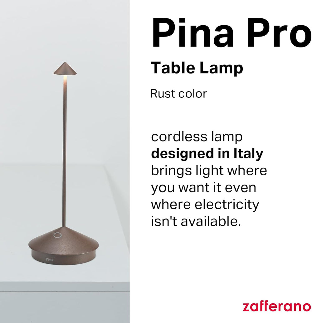 Zafferano, Pina Pro, Rechargeable Cordless Lamp, Rust