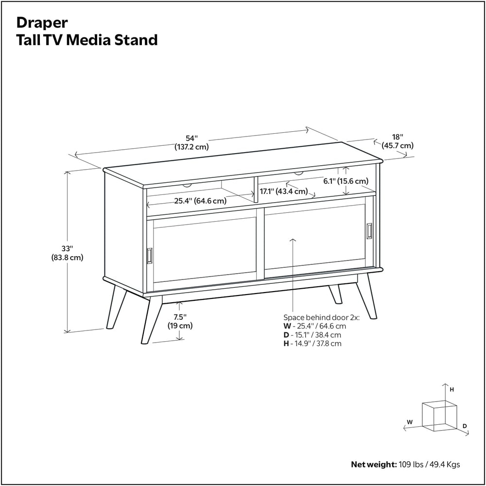 SIMPLIHOME Draper 54" Wide Solid Wood TV Stand in Teak Brown