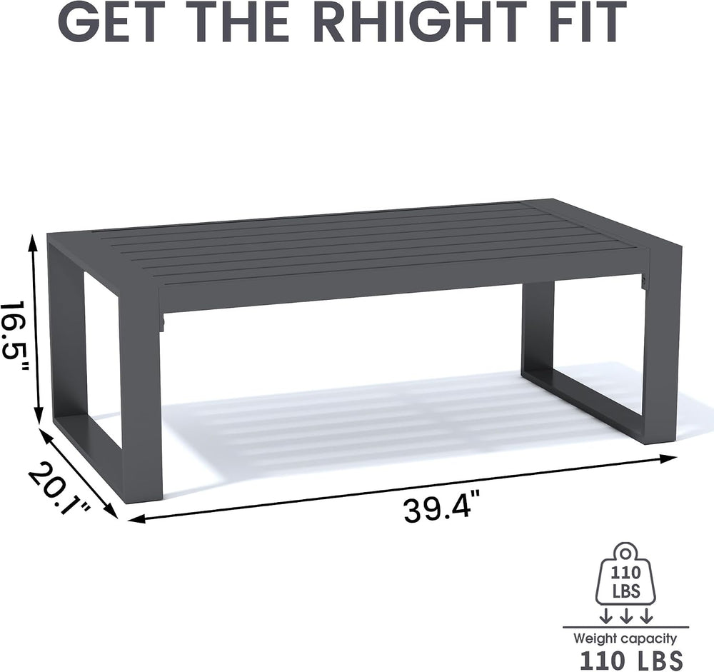 Sundale Outdoor Coffee Table, 40 Inch Rectangle Patio Coffee Tables for Outsi...