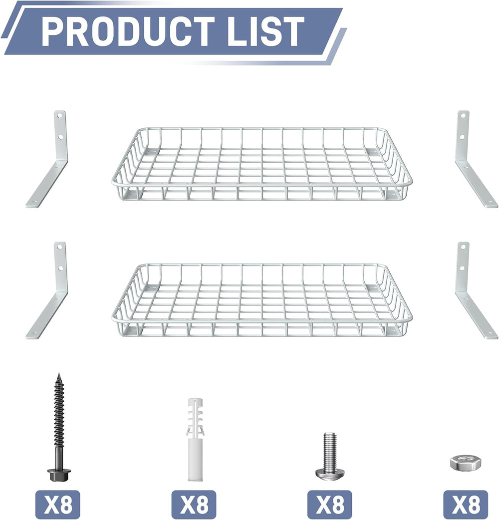 WALMANN Wall Shelves, 12 * 18 inch Wall-Mounted Storage Shelves for Garage