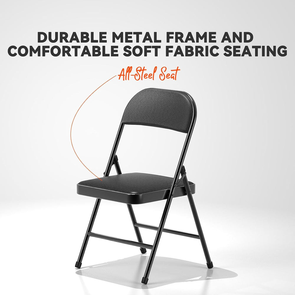 Nazhura 4 Pack Folding Chairs, Fabric Dining Chair Set with Padded Cushion an...