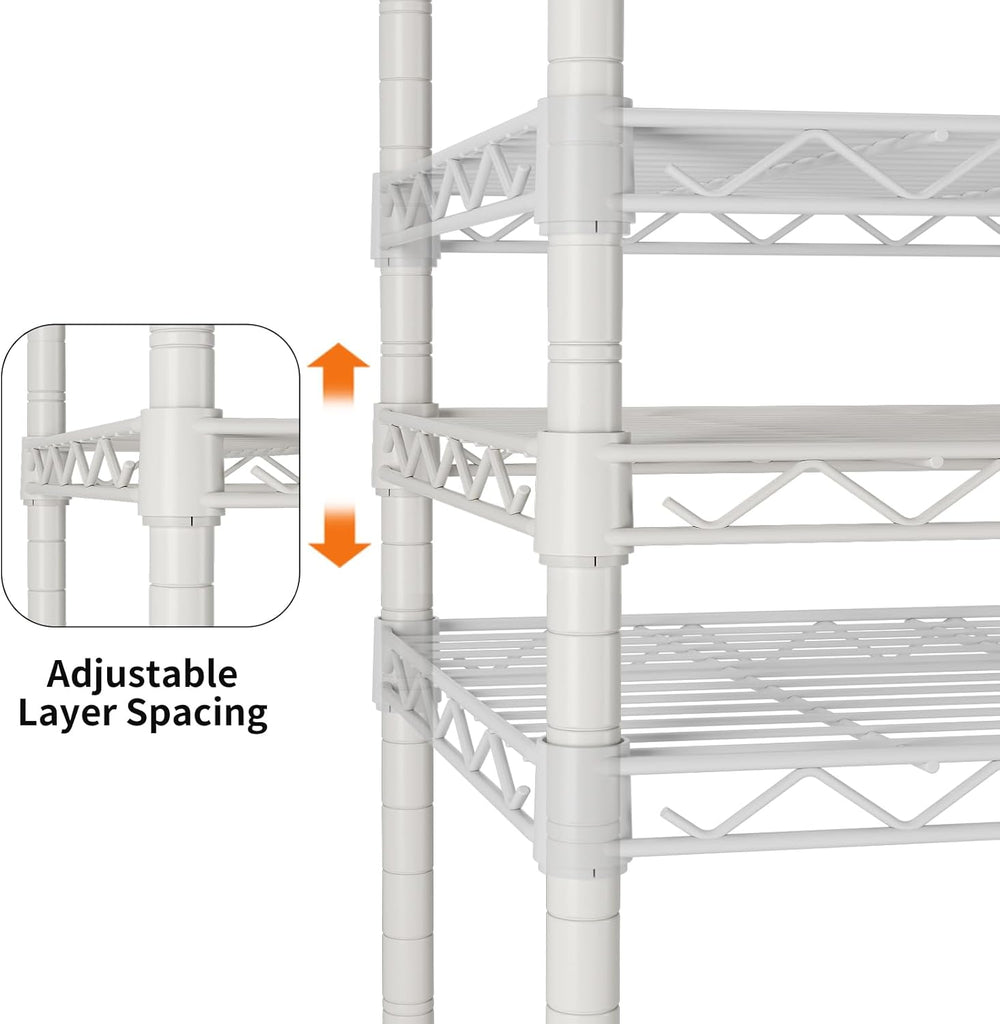 SINGAYE 4 Shelves Storage Shelf Wire Shelving Unit Metal Adjustable Wheels