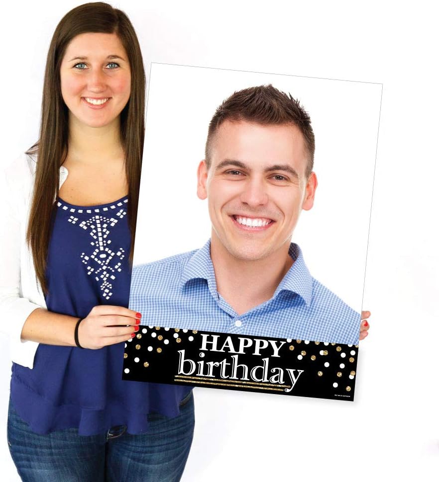 Big Dot of Happiness Custom Adult Happy Birthday - Gold - Photo Yard Sign - B...