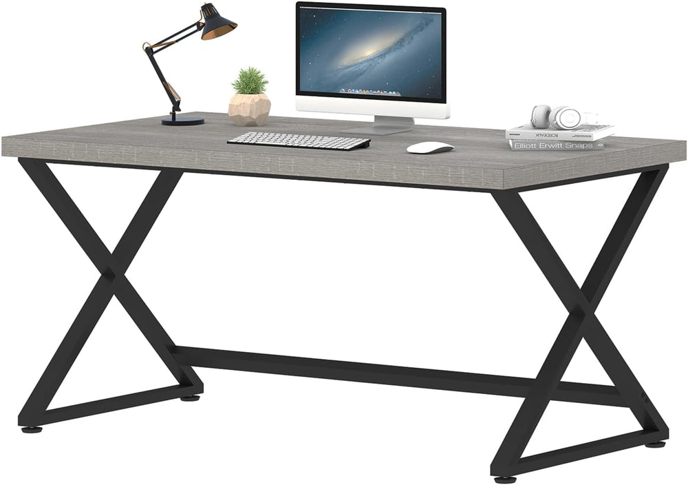IBF 47" Industrial Computer Desk, Home Office Writing Study Desk Light Grey