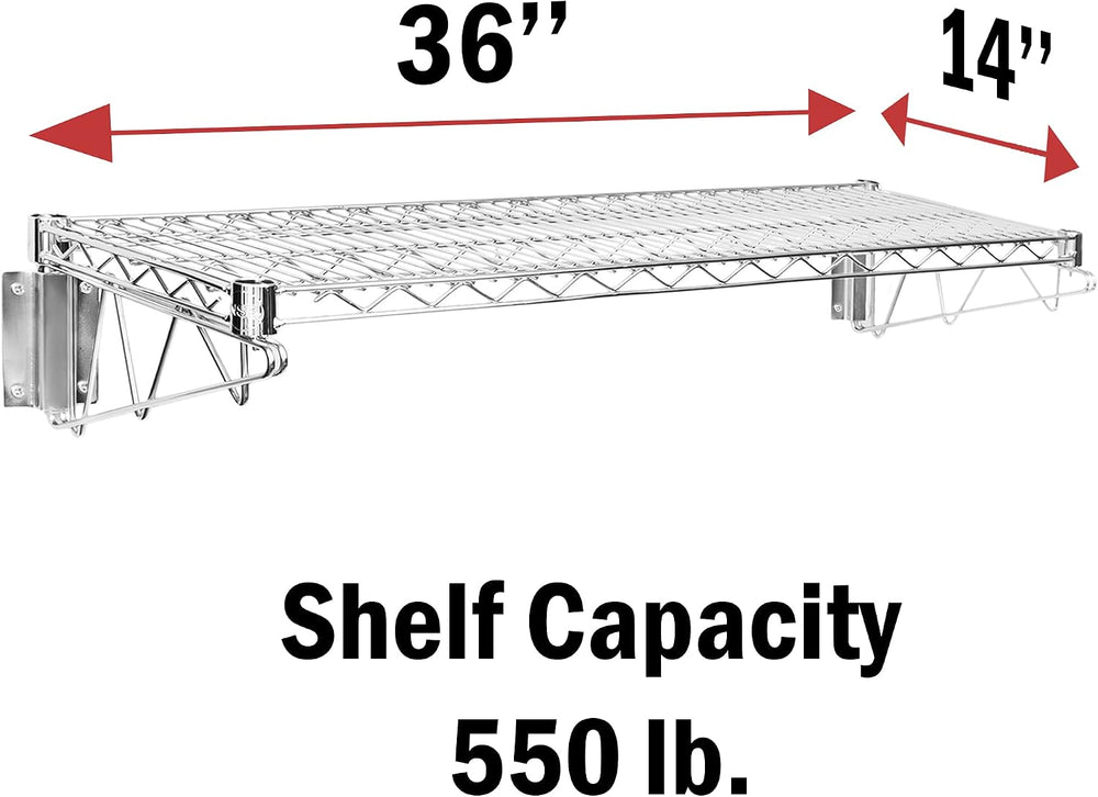 Wall Mount Wire Shelf (Chrome, 14" Deep x 36" Wide)