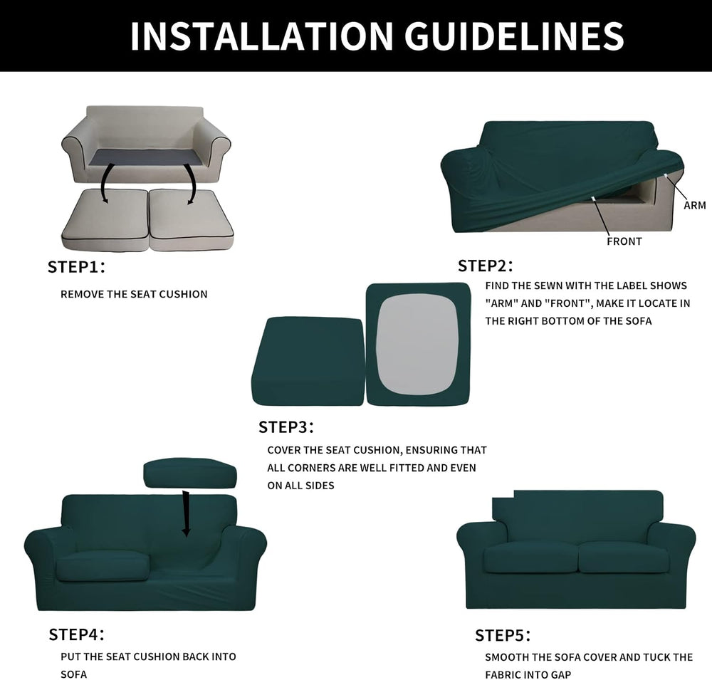 Easy-Going 3 Pieces Stretch Loveseat Couch Cover for 2 Cushion Washable