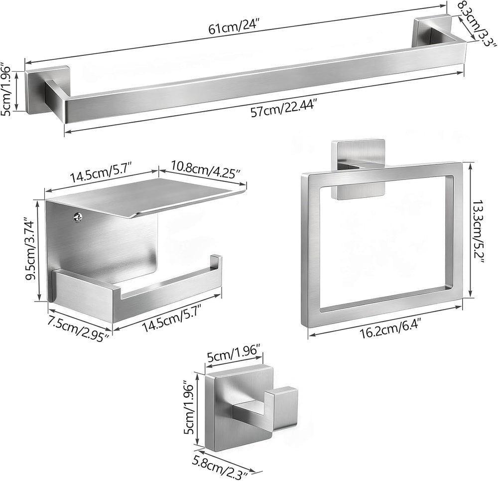 STWWO 10-Piece Bathroom Accessories Hardware Set Brushed Nickel