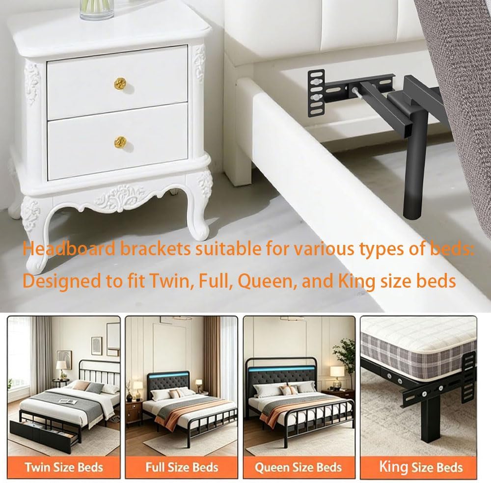 Adjustable Headboard Brackets for Metal Bed Frame, Universal Headboard Mounti...