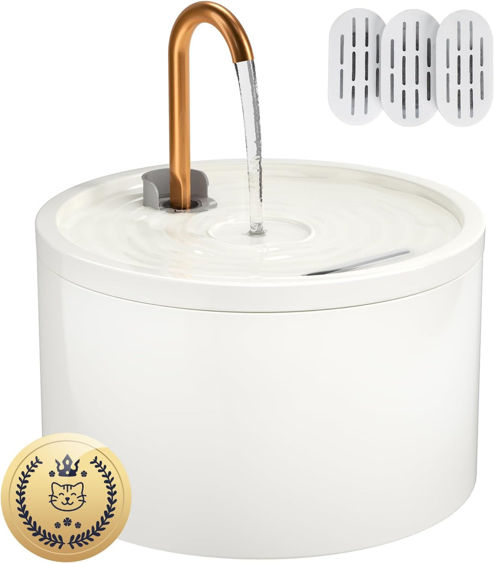 MISFANS Ceramic Cat Water Fountain, All-Ceramic Body, Pure Copper Spout